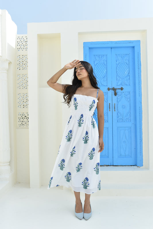 Blue Riviera Smocked Dress