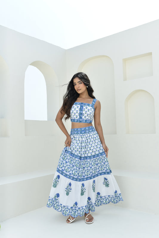 Blue Riviera Midi Skirt