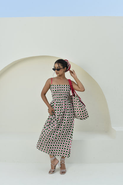 Preppy Garden Checks Smocked Dress